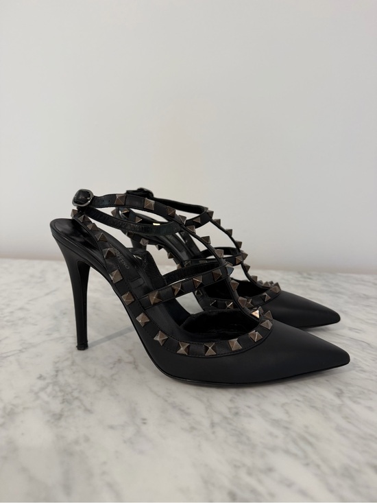 Valentino Garavani Shoes - Valentino Garavani Black Studded Strappy Pointed-Toe Stilettos